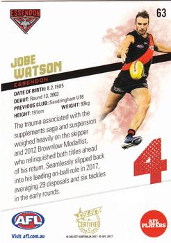 2017 Select Certified #63 Jobe Watson Back